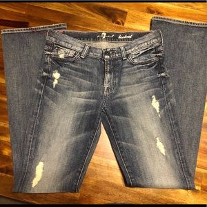 7 for all Mankind distressed bootleg jeans